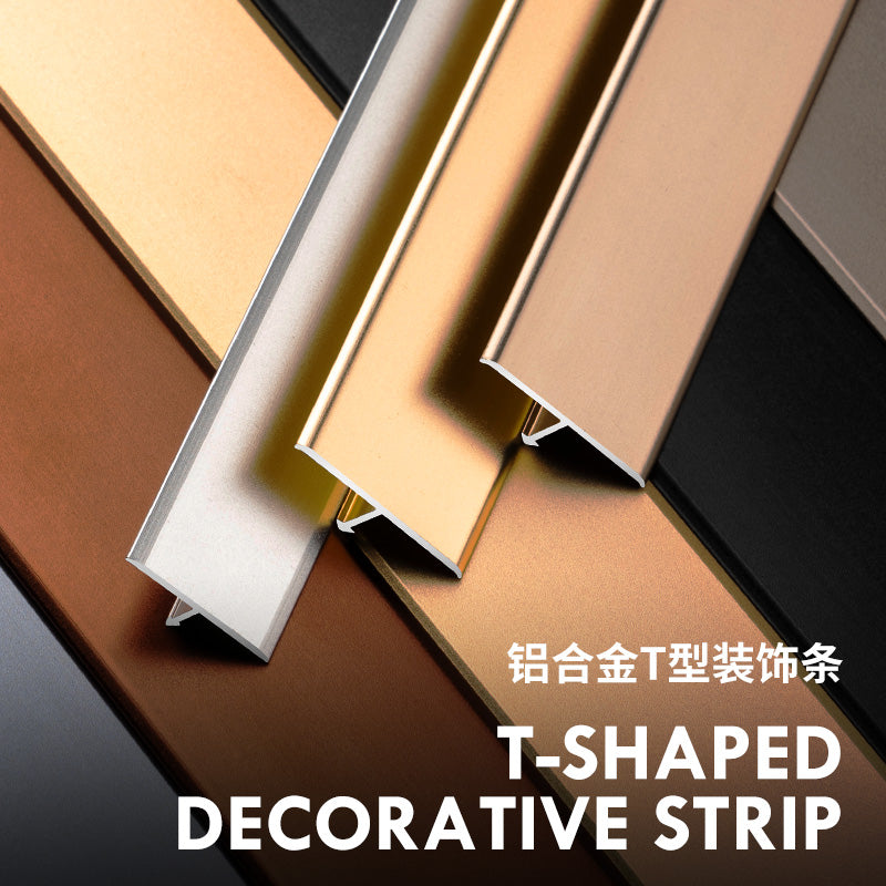 Metal Background Wall Panel Ceiling Line T-shaped Trim Strip Aluminium Alloy T Shaped Line Trim Strip 地板压线条t型条铝合金条背景墙T装饰条瓷砖接缝丁字铝合金T型装饰线条收口收边条