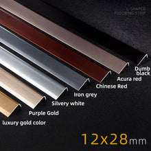 Load image into Gallery viewer, L-shaped flooring metal aluminum profile corner trim edge strip L shape floor aluminium trimming strip 黑钛金装饰条铝合金包边条L型直角收口条木地板收边条
