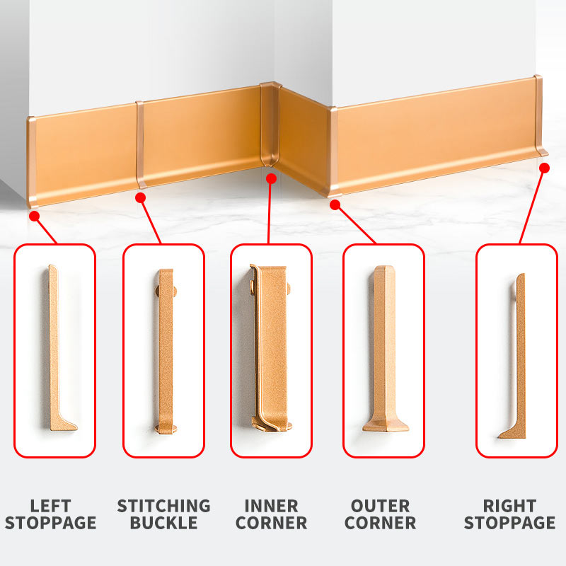 Accessories For J-Shape Skirting Board LEFT STOPPAGE  RIGHT STOPPAGE STITCHING BUCKLE  网红踢脚线（J型踢脚线）-配件 左堵头 右堵头 拼接口