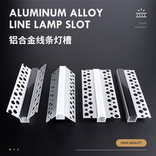 Load image into Gallery viewer, LED recessed aluminum profile trim strip profile inner outer corner for ceiling home decoration with mounting holes led灯槽嵌入式led线条灯预埋款无边框阳角阴角双边单边开孔石膏线性灯槽铝合金槽明暗装卡槽
