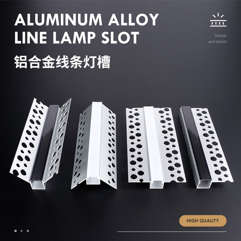 LED recessed aluminum profile trim strip profile inner outer corner for ceiling home decoration with mounting holes led灯槽嵌入式led线条灯预埋款无边框阳角阴角双边单边开孔石膏线性灯槽铝合金槽明暗装卡槽