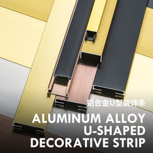 將圖片載入圖庫檢視器 TV background wall aluminium U edge trim protection aluminium ceramic tile  U shape edge trim strip metal tile line profile 铝合金U型装饰线条收口收边条
