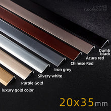 Load image into Gallery viewer, L-shaped flooring metal aluminum profile corner trim edge strip L shape floor aluminium trimming strip 黑钛金装饰条铝合金包边条L型直角收口条木地板收边条
