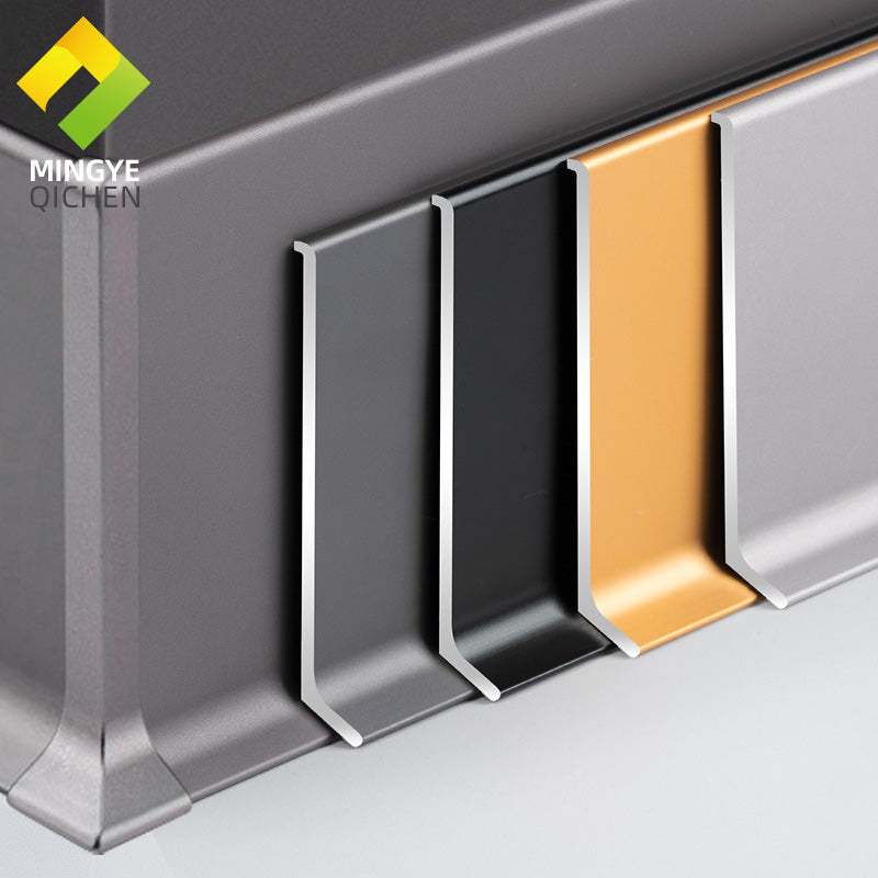 Customized Waterproof Aluminum Baseboard Panel Covers Kitchen Cabinet Plinth Skirting Board现代复古轻奢风7色防水铝踢脚板 超薄不积灰厨柜装饰条底座金属铝踢脚线40 60 80 mm 10cm 网红踢脚线