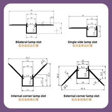 Load image into Gallery viewer, LED recessed aluminum profile trim strip profile inner outer corner for ceiling home decoration with mounting holes led灯槽嵌入式led线条灯预埋款无边框阳角阴角双边单边开孔石膏线性灯槽铝合金槽明暗装卡槽
