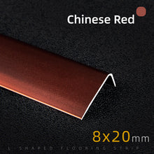 Load image into Gallery viewer, L-shaped flooring metal aluminum profile corner trim edge strip L shape floor aluminium trimming strip 黑钛金装饰条铝合金包边条L型直角收口条木地板收边条
