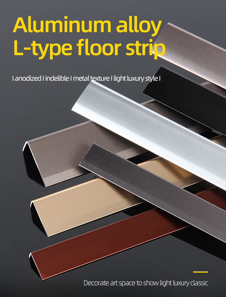 L-shaped flooring metal aluminum profile corner trim edge strip L shape floor aluminium trimming strip 黑钛金装饰条铝合金包边条L型直角收口条木地板收边条